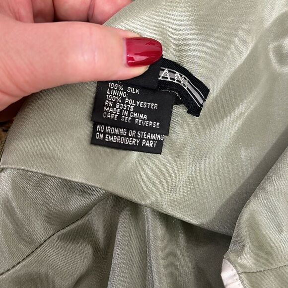 Terani Silk Beaded Lace Detailing Sleeveless Slip Dress Size 4 - Picture 6 of 9